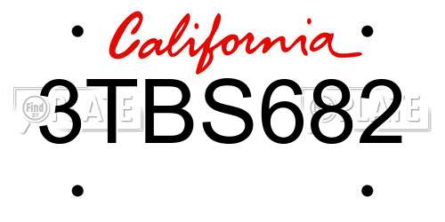 3TBS682 California License Plate