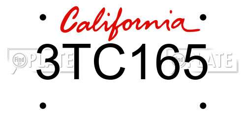 3TC165 California License Plate