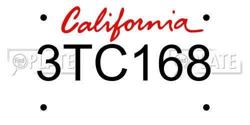 3TC168 California License Plate
