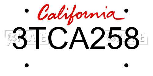 3TCA258 California License Plate