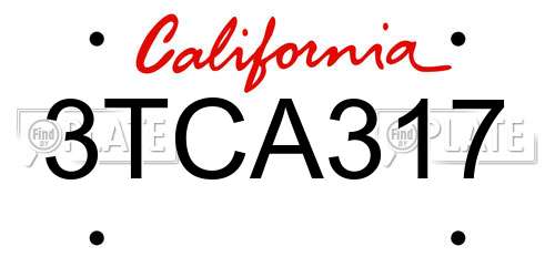3TCA317 California License Plate