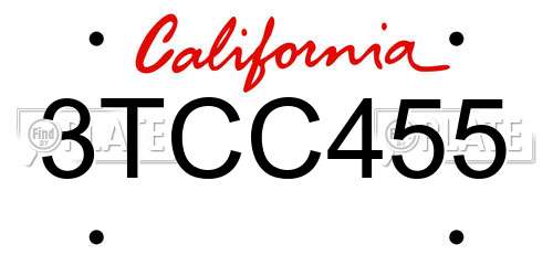 3TCC455 California License Plate