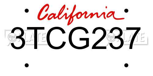 3TCG237 California License Plate