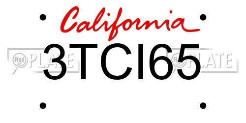 3TCI65 California License Plate