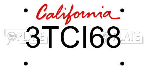 3TCI68 California License Plate