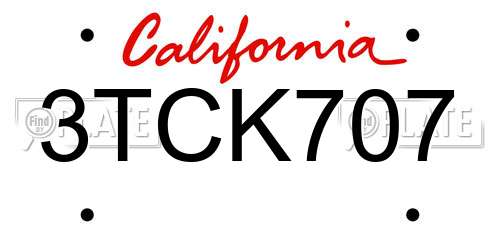 3TCK707 California License Plate