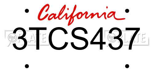 3TCS437 California License Plate