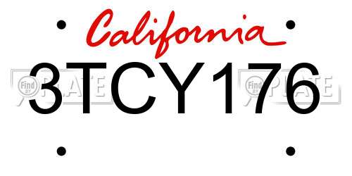 3TCY176 California License Plate