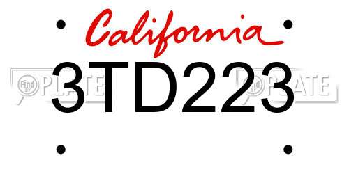 3TD223 California License Plate