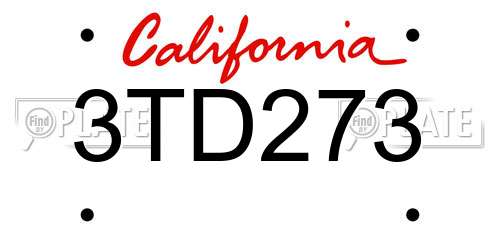 3TD273 California License Plate