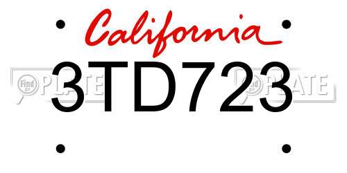 3TD723 California License Plate