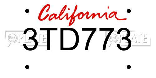 3TD773 California License Plate