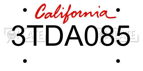 3TDA085 California License Plate