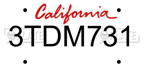 3TDM731 California License Plate