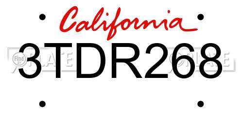 3TDR268 California License Plate