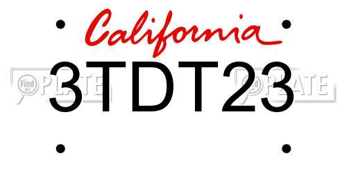 3TDT23 California License Plate