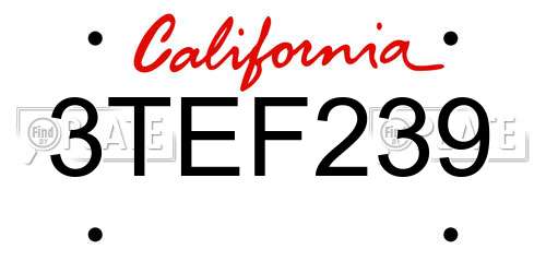 3TEF239 California License Plate