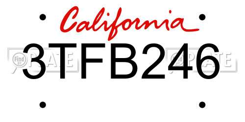 3TFB246 California License Plate