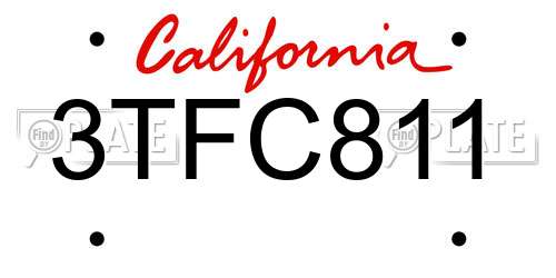 3TFC811 California License Plate
