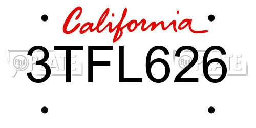 3TFL626 California License Plate