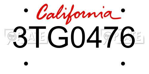 3TG0476 California License Plate