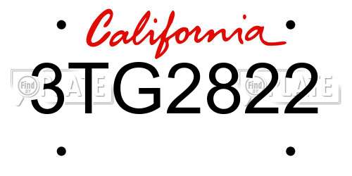 3TG2822 California License Plate