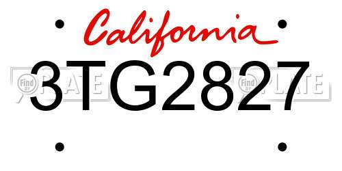 3TG2827 California License Plate