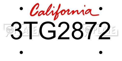 3TG2872 California License Plate
