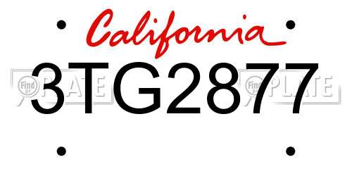 3TG2877 California License Plate