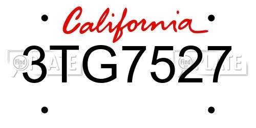 3TG7527 California License Plate