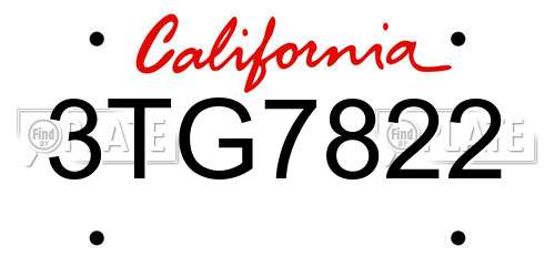3TG7822 California License Plate