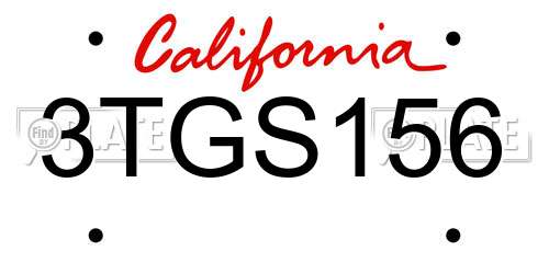 3TGS156 California License Plate
