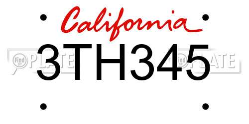 3TH345 California License Plate