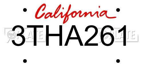 3THA261 California License Plate