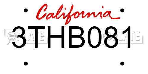 3THB081 California License Plate