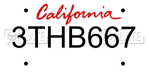 3THB667 California License Plate