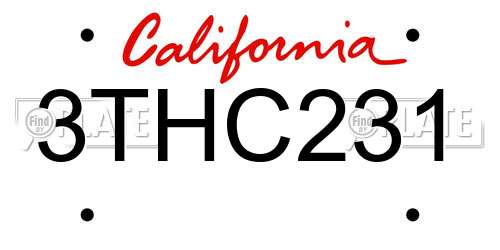 3THC231 California License Plate