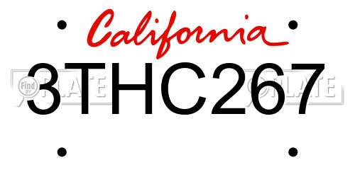 3THC267 California License Plate