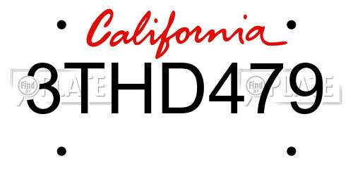 3THD479 California License Plate