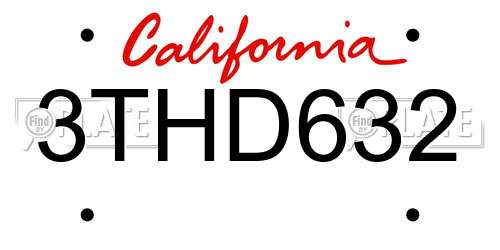 3THD632 California License Plate