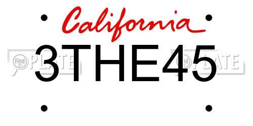 3THE45 California License Plate