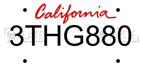 3THG880 California License Plate