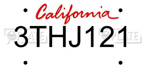 3THJ121 California License Plate