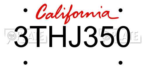 3THJ350 California License Plate