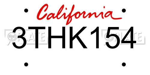 3THK154 California License Plate