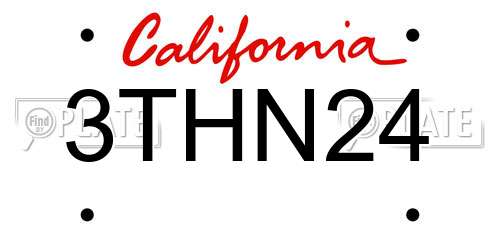 3THN24 California License Plate