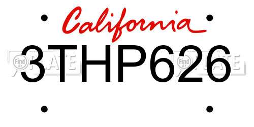 3THP626 California License Plate