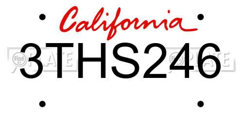 3THS246 California License Plate