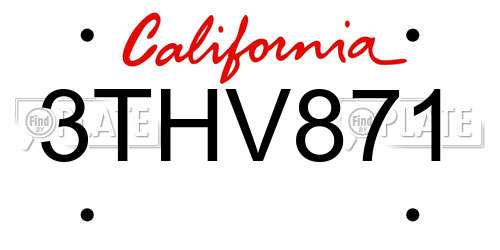 3THV871 California License Plate