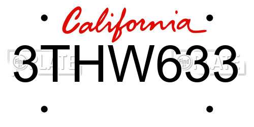 3THW633 California License Plate